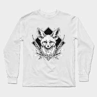 Fennec fox in plants diamond shape Long Sleeve T-Shirt